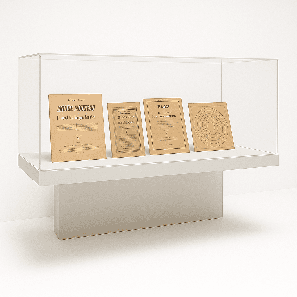 Vitrine voor museum in witte studio