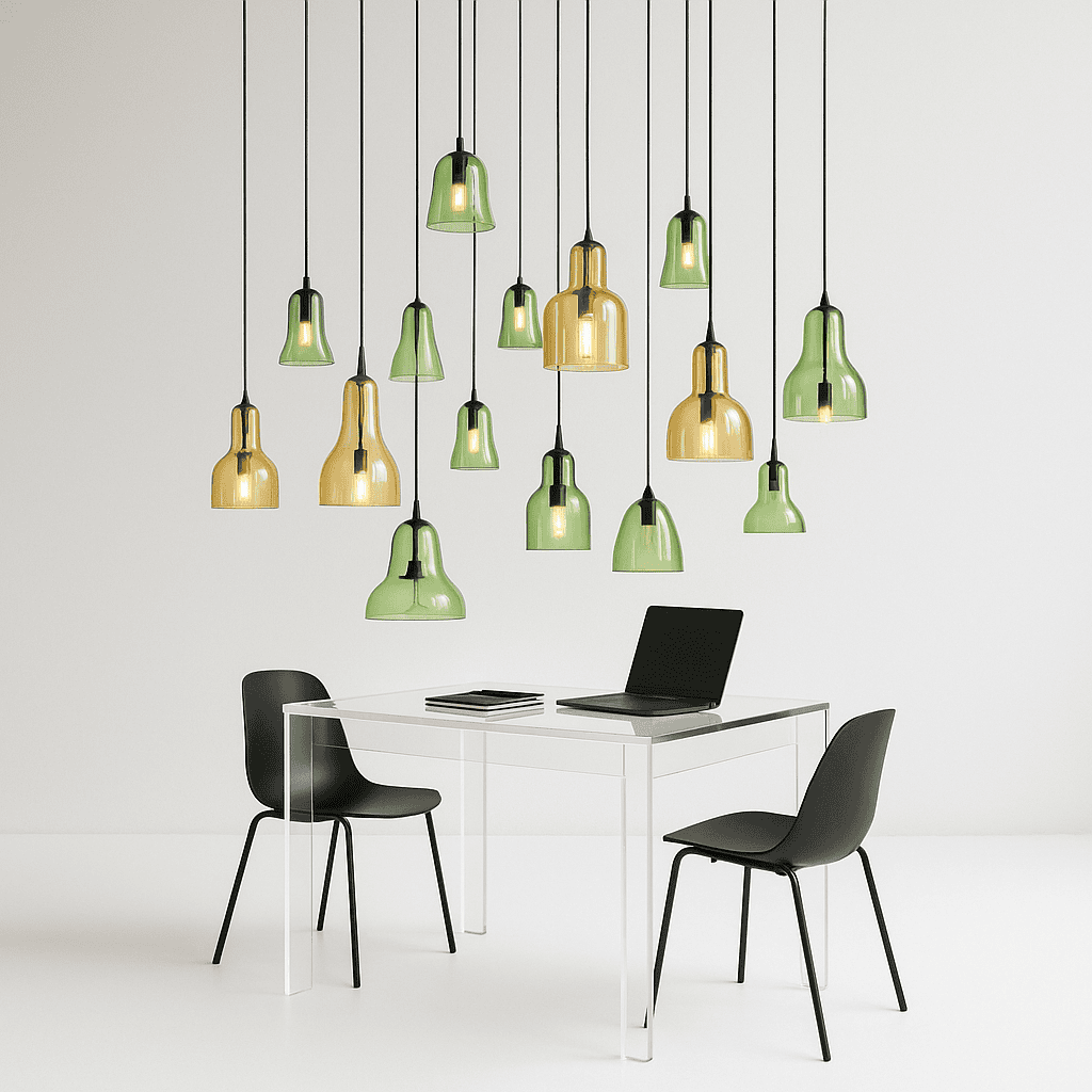 Tafel en lampen van plexiglas op maat