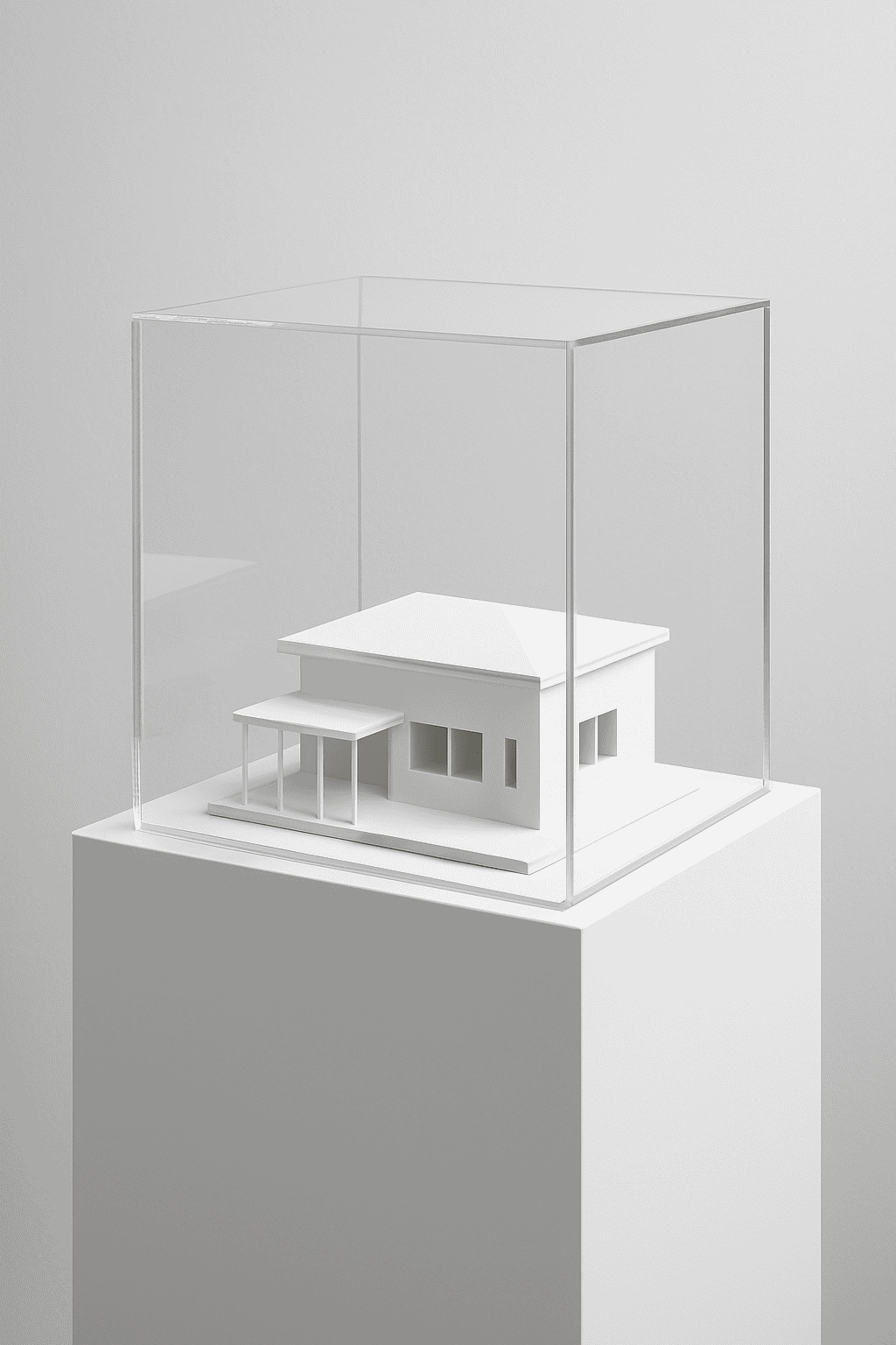 Vitrine voor museum in witte studio