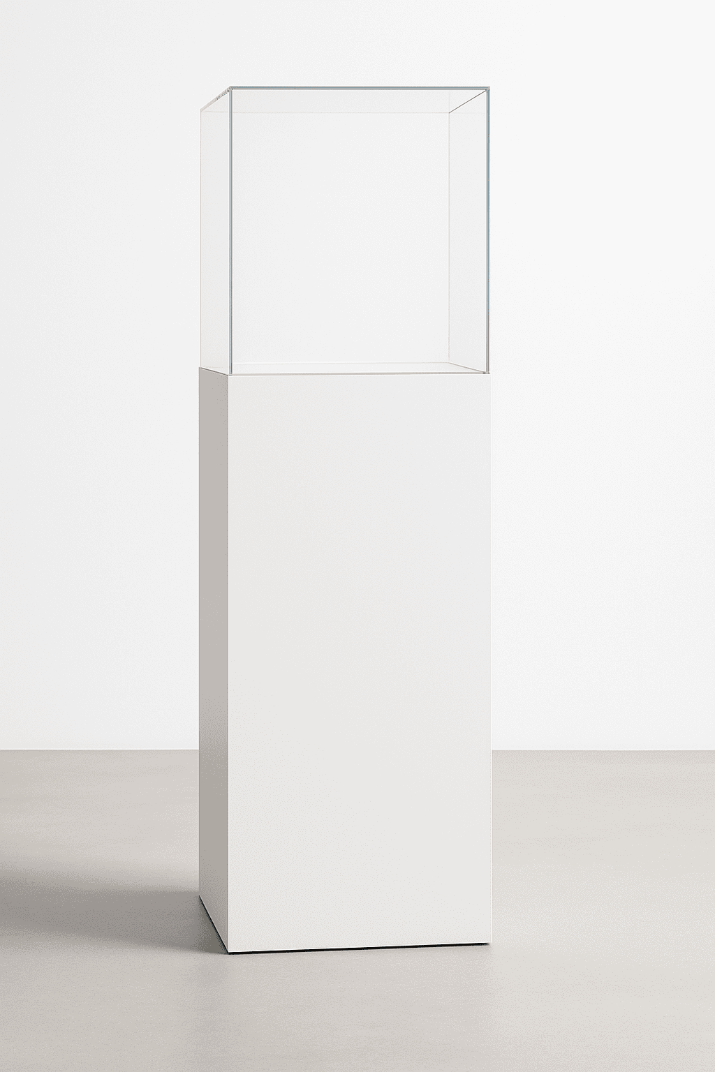 Vitrine voor museum in witte studio